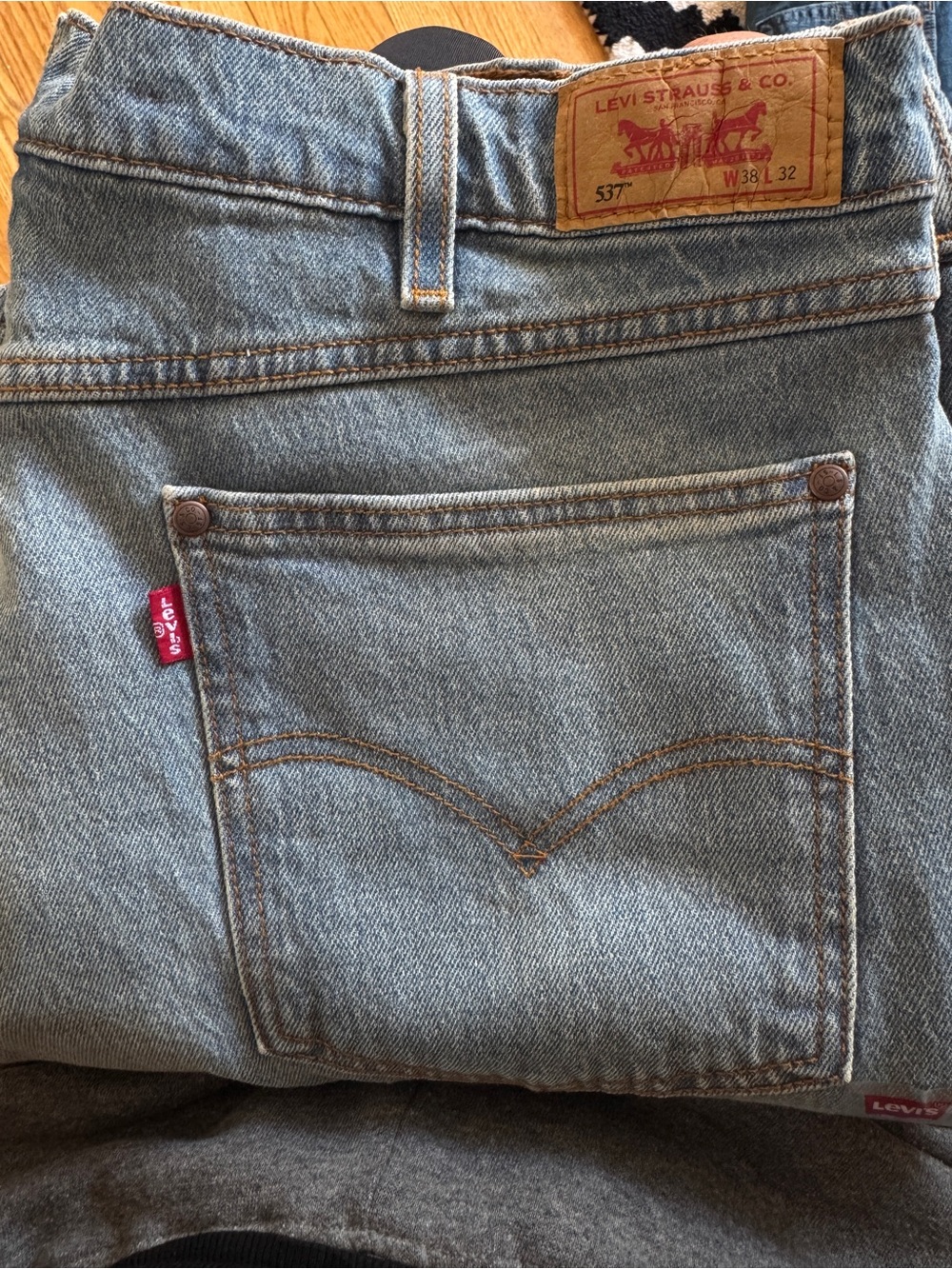 Levi's Light Blue Denim Jeans with Brown Stitching